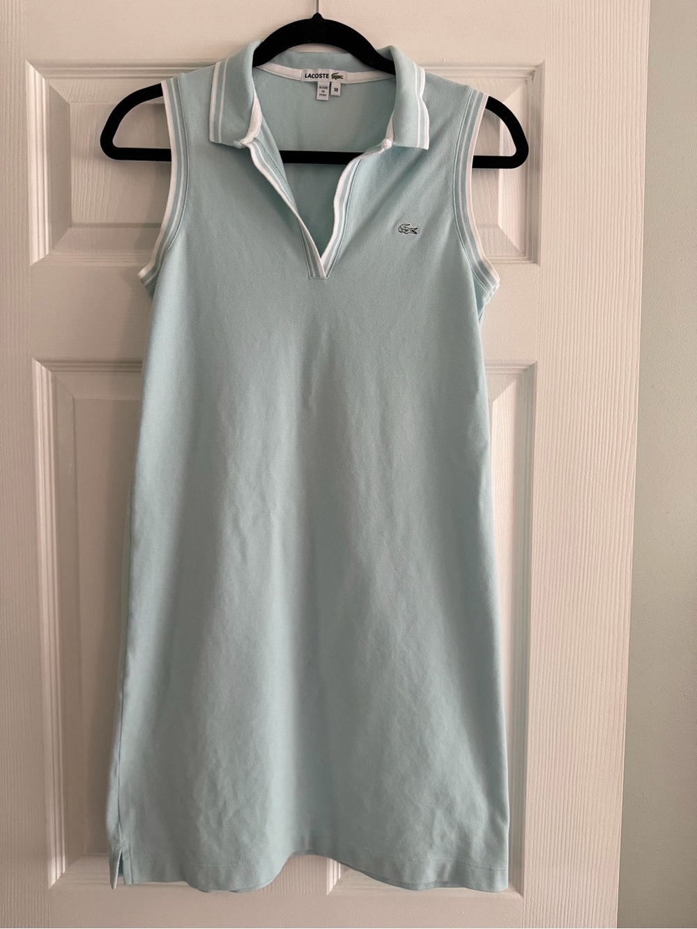 Lacoste Light Blue Sleeveless Polo Dress with White Trim